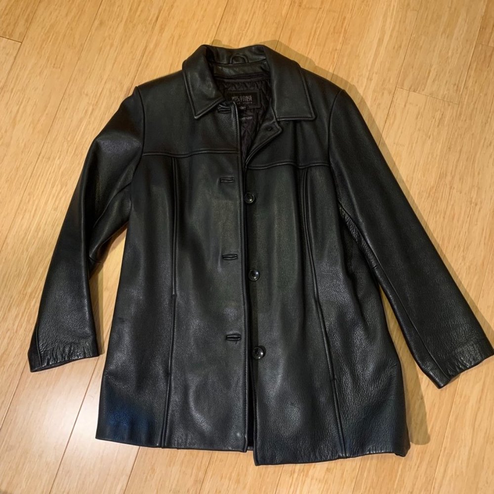 Black leather blazer jacket